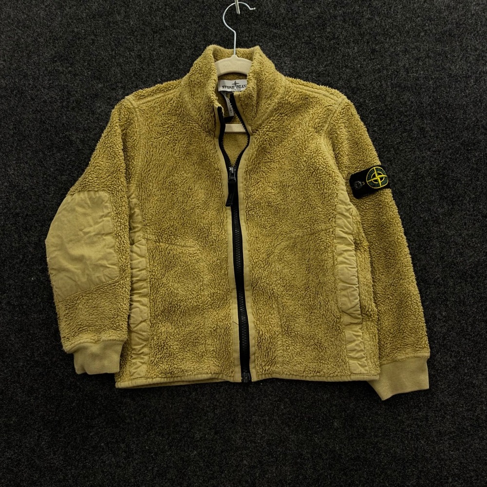 Stone Island Junior Vintage Sherpa Fleece Jacket Mustard Yellow 791661745 Size 6